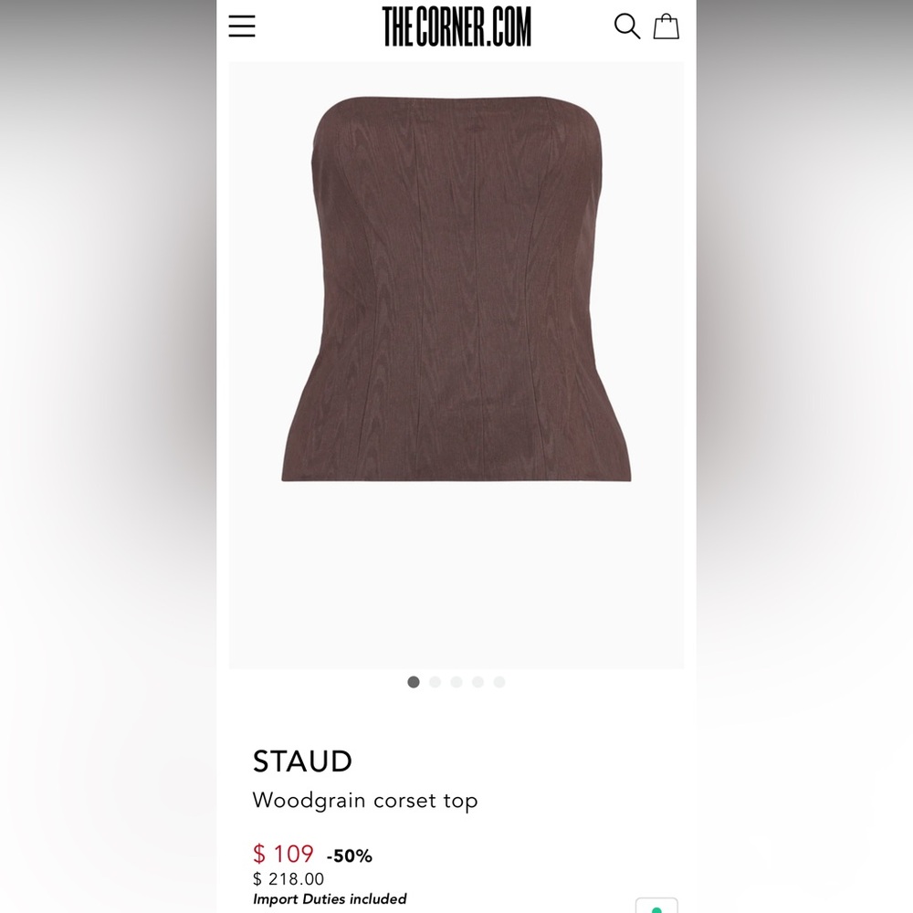 STAUD Chocolate Strapless Top